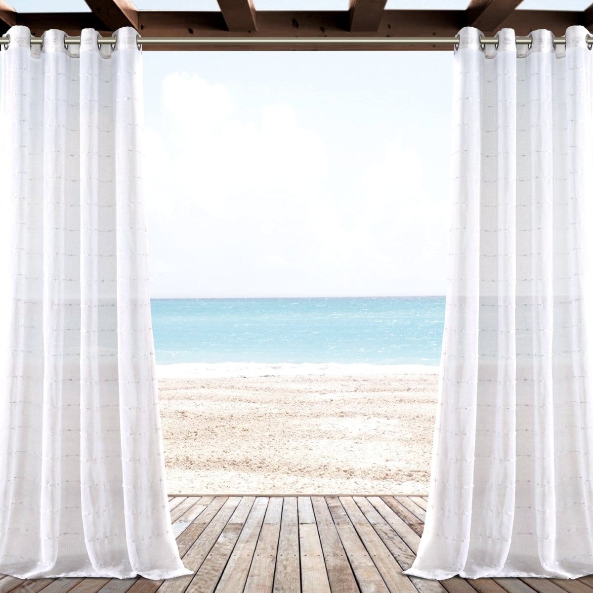 Farmhouse Textured Grommet Sheer Indoor/Outdoor Window Curtain (Single Panel)