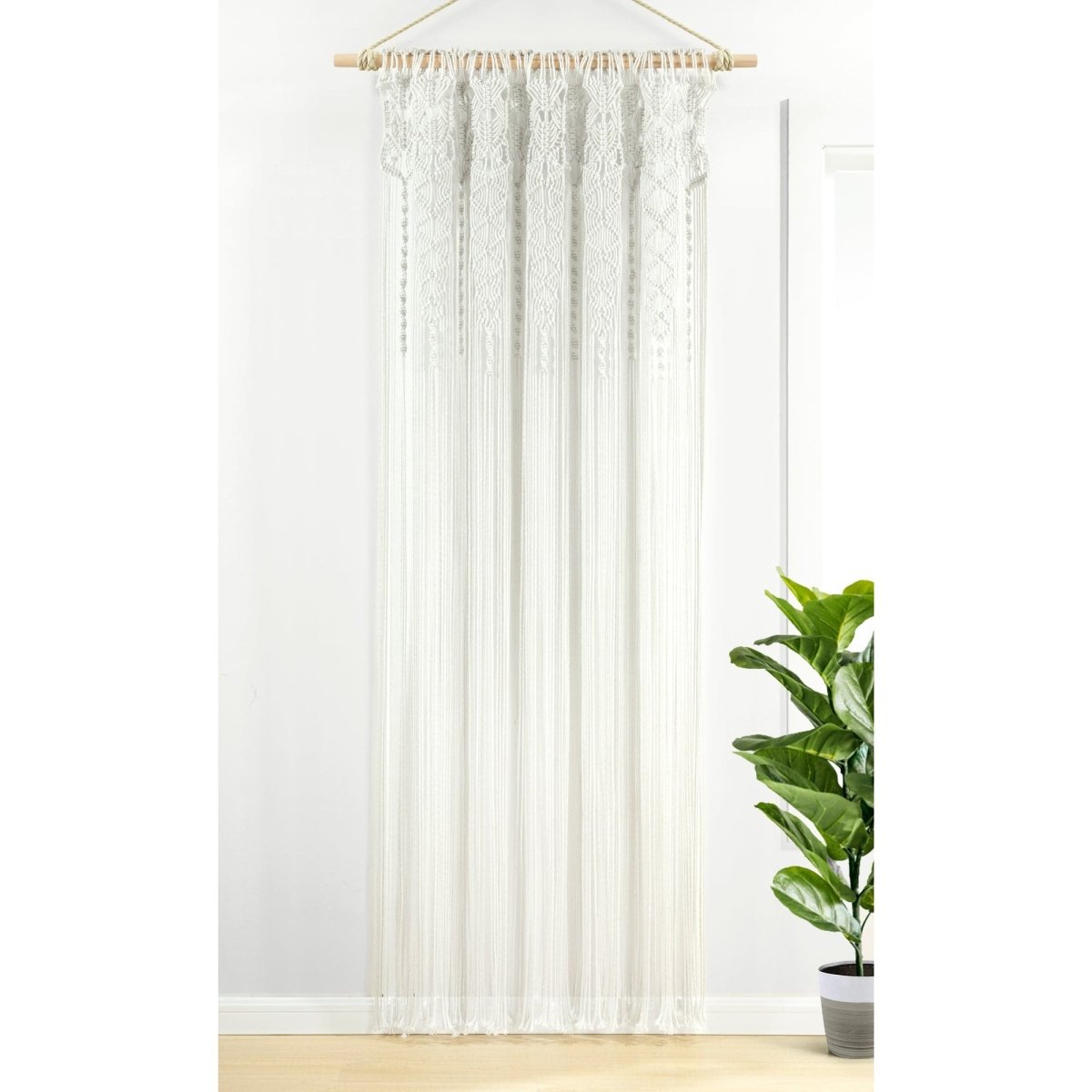 Boho Macrame Textured Indoor/Outdoor Window Curtain (Single Panel)