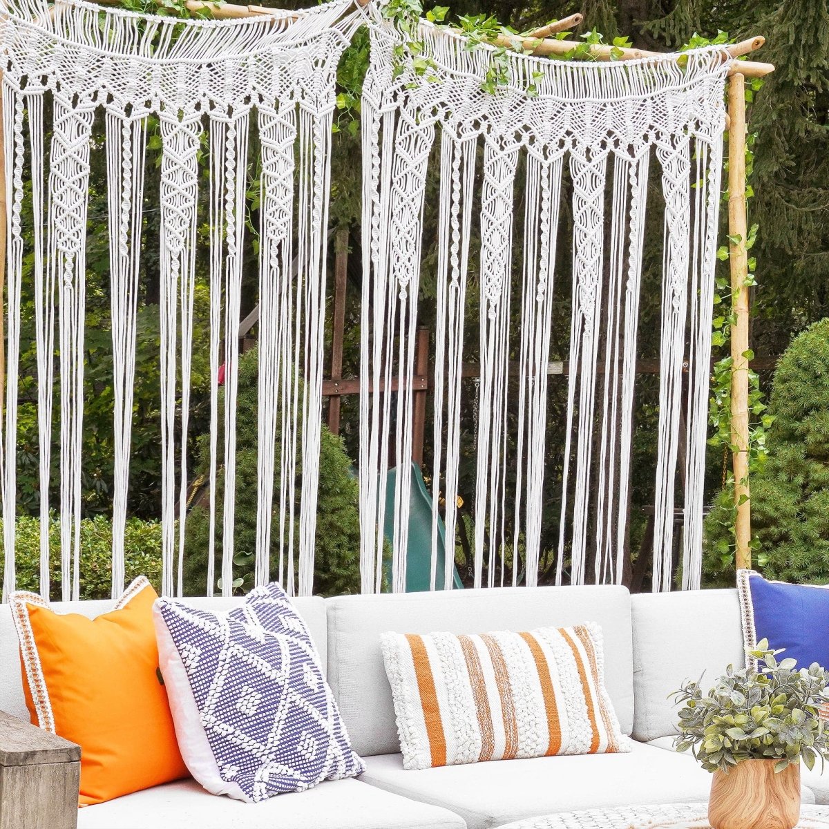 Boho Macrame Textured Indoor/Outdoor Window Curtain (Single Panel)