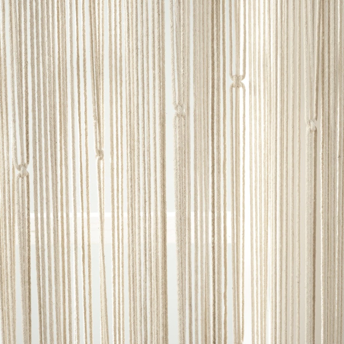 Boho Macrame Leaf Cotton Window Curtain showcasing intricate knot details and flowy fringe design.