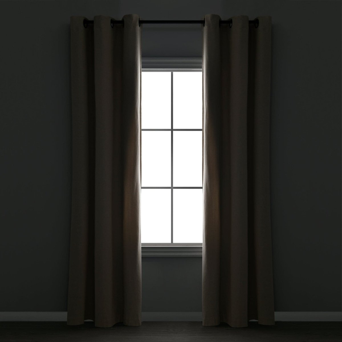 Insulated Grommet Blackout Faux Linen Window Curtain (Single Panel)