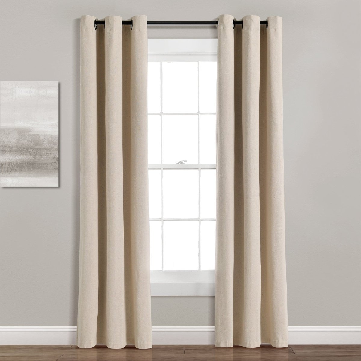 Insulated Grommet Blackout Faux Linen Window Curtain (Single Panel)