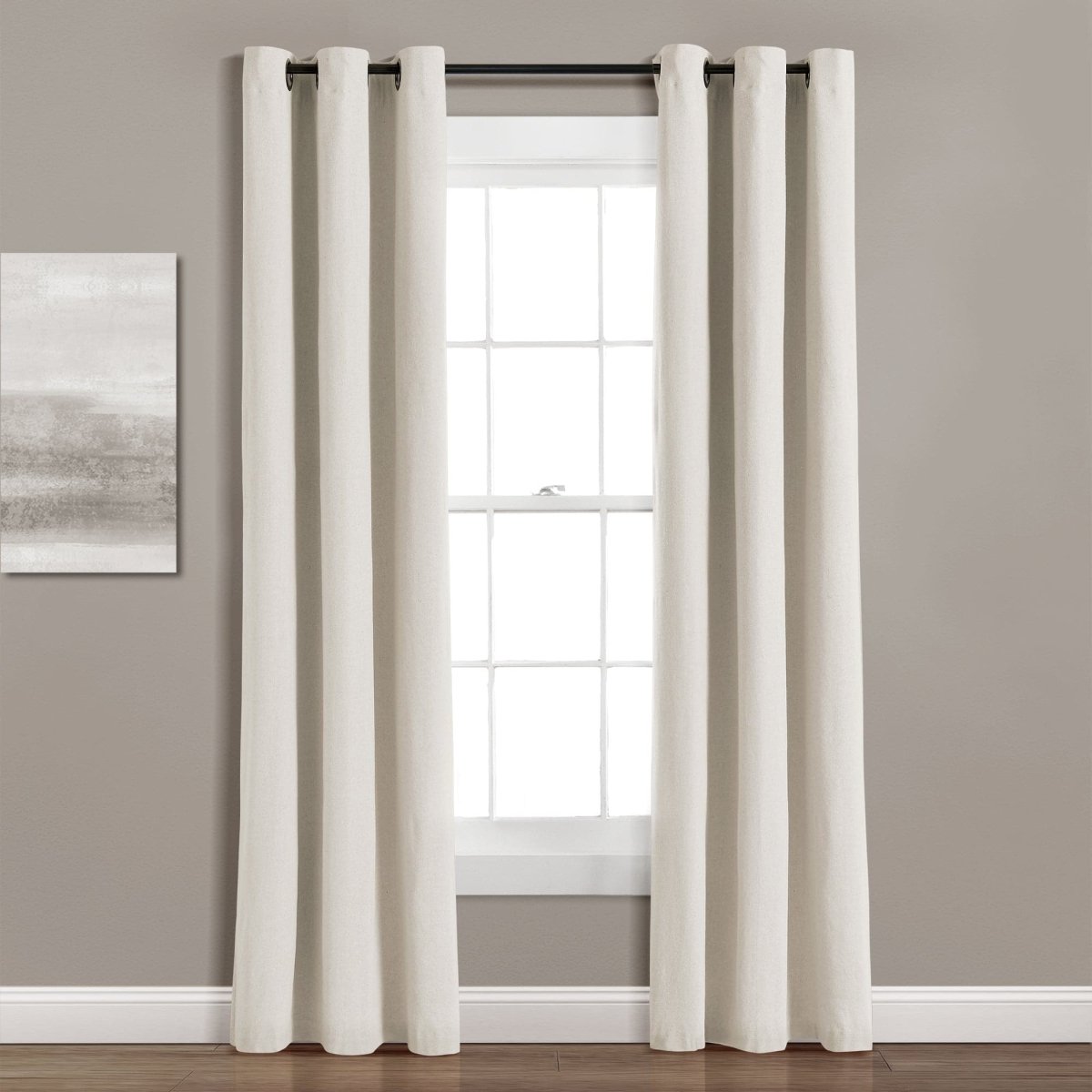 Insulated Grommet Blackout Faux Linen Window Curtain (Single Panel)