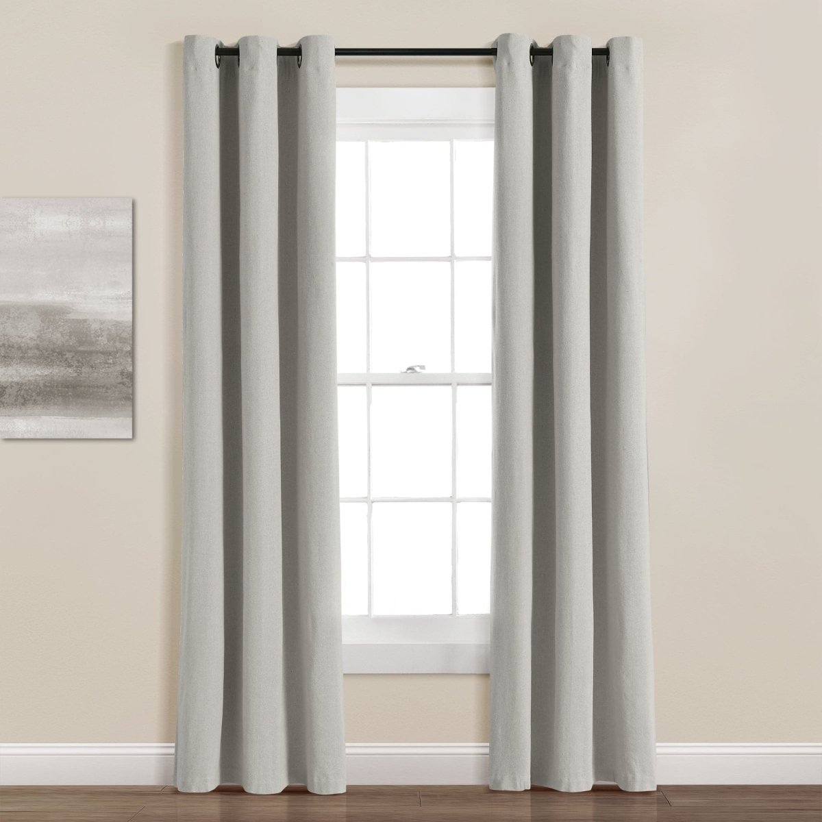 Insulated Grommet Blackout Faux Linen Window Curtain (Single Panel)