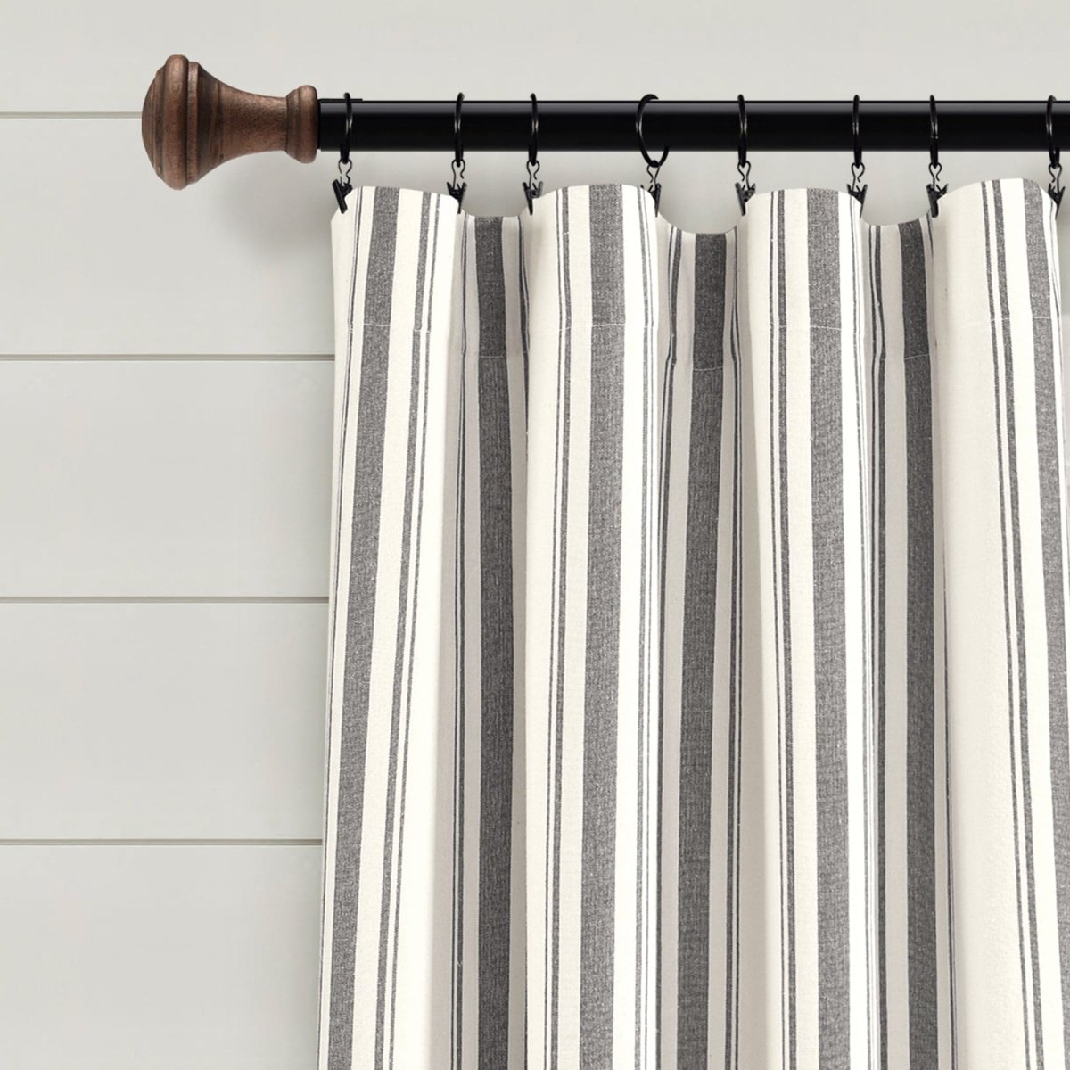 Farmhouse Stripe Yarn Dyed Recycled Cotton Blend Window Curtain Panel Set