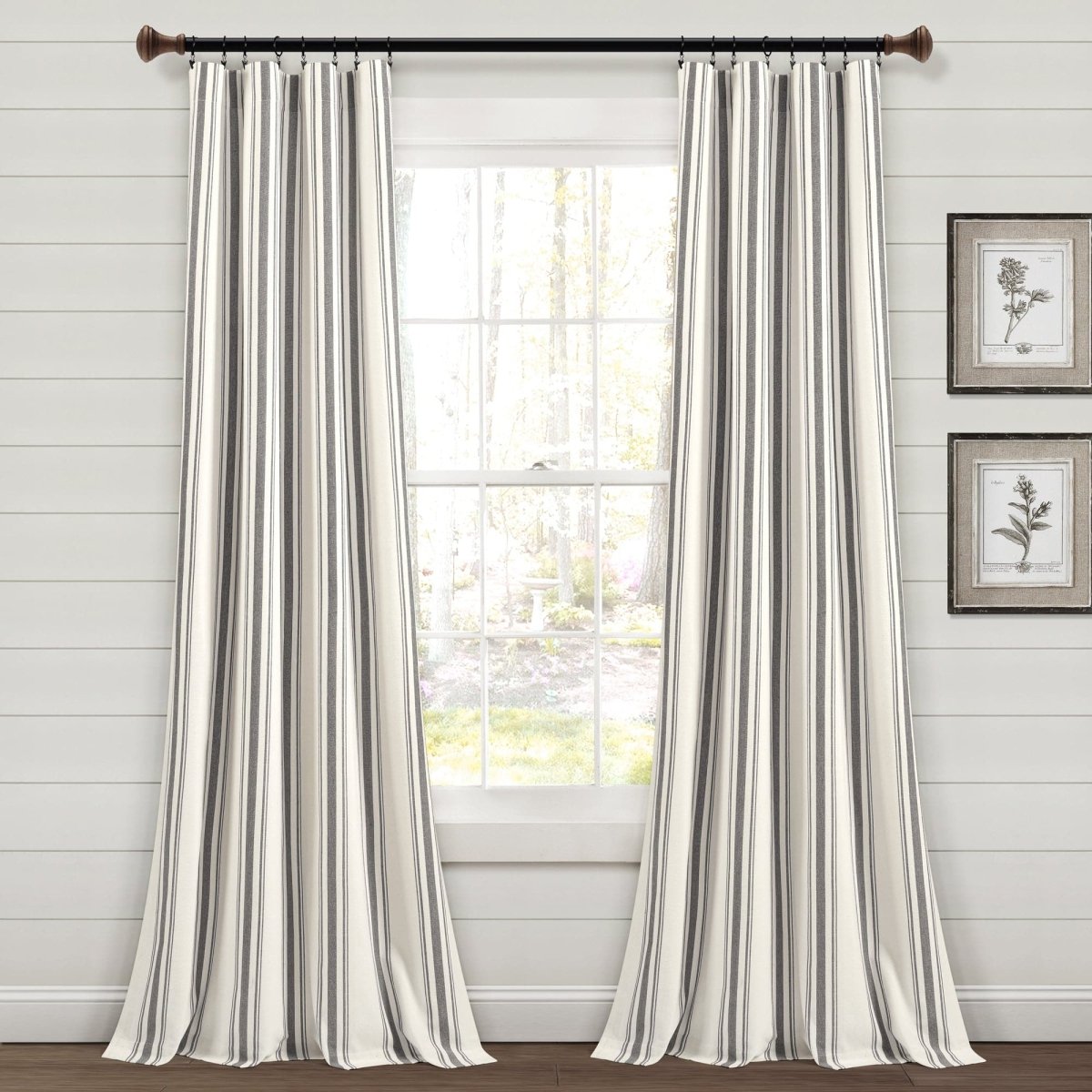 Farmhouse Stripe Yarn Dyed Recycled Cotton Blend Window Curtain Panel Set