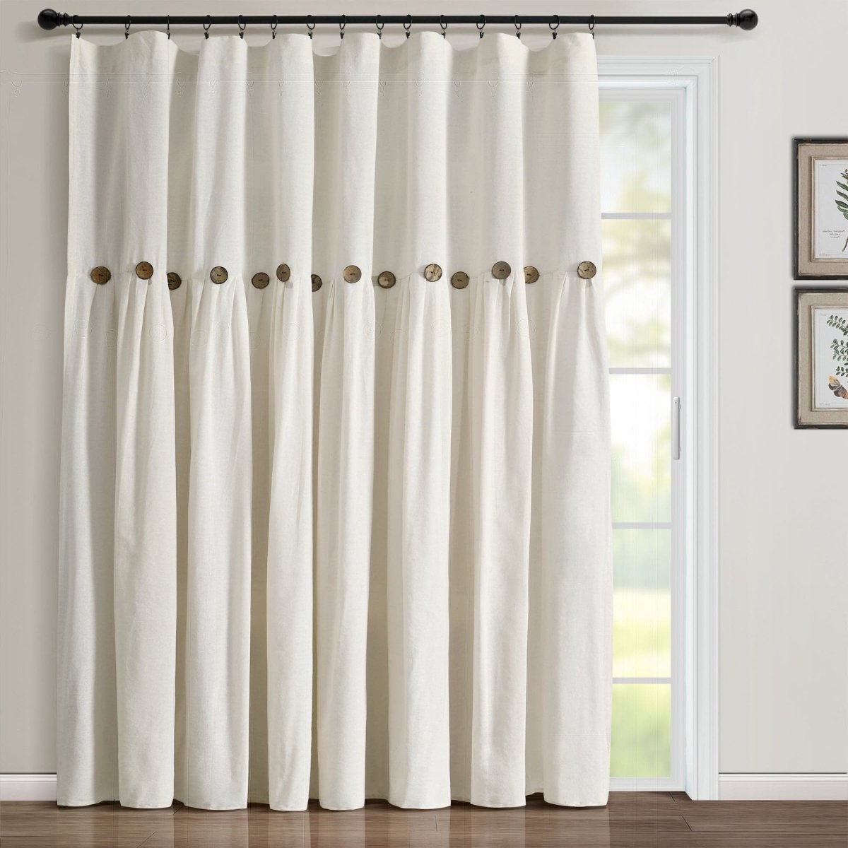 Linen Button Window Curtain (Single Panel)