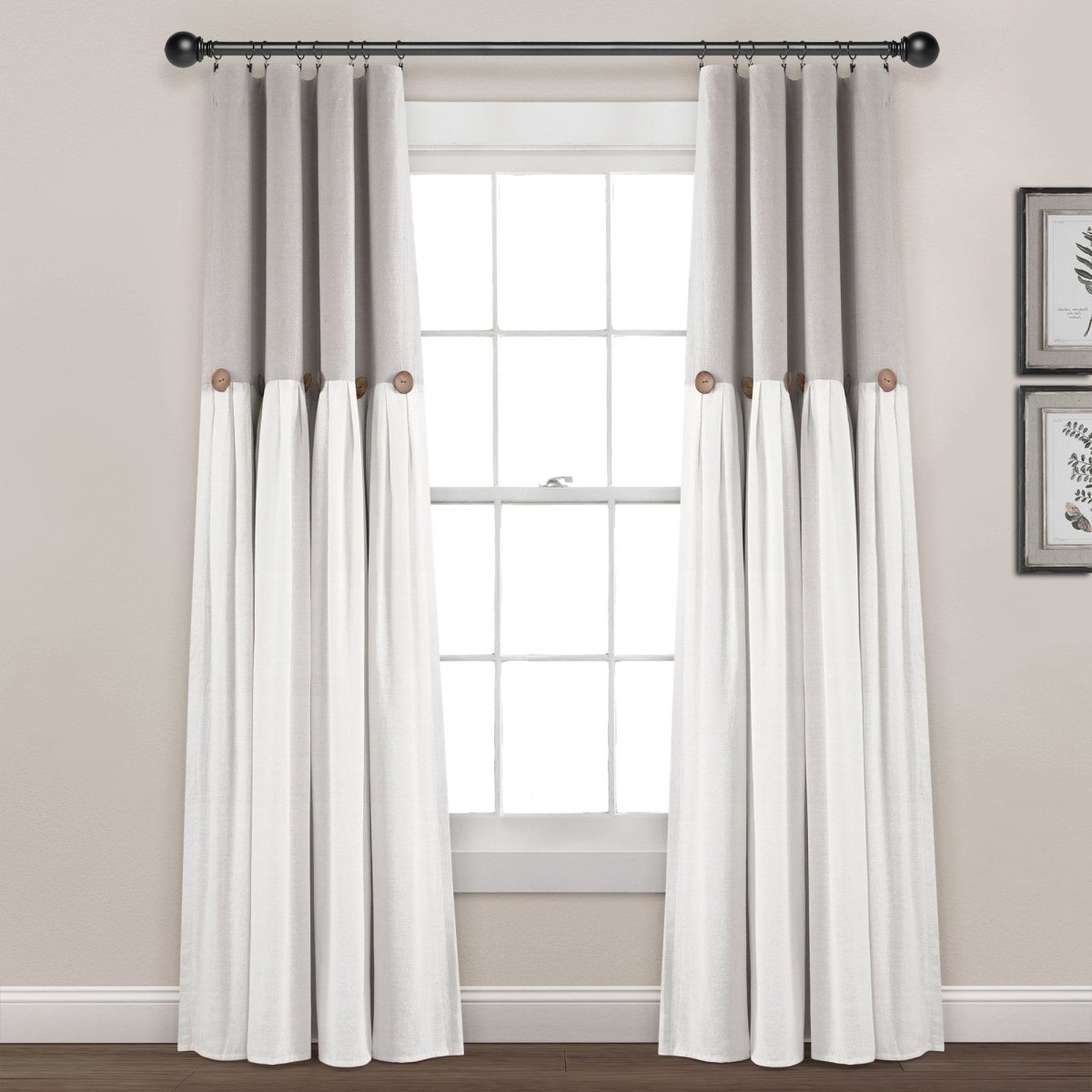 Linen Button Lined 100% Blackout Window Curtain (Single Panel)