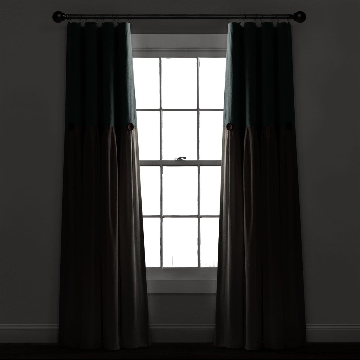 Linen Button Lined 100% Blackout Window Curtain (Single Panel)