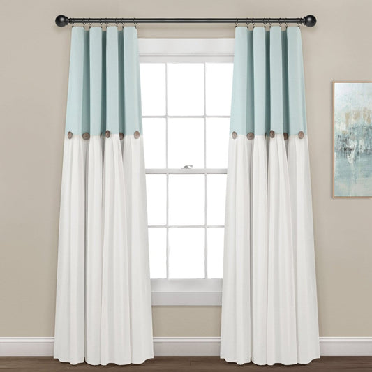 Linen Button Lined 100% Blackout Window Curtain (Single Panel)