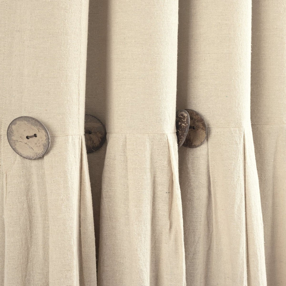 Linen Button Lined 100% Blackout Window Curtain (Single Panel)