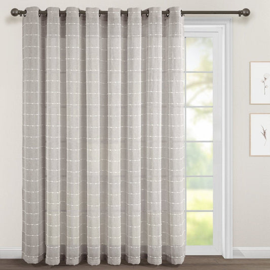 Farmhouse Textured Grommet Sheer Ultra Wide Window Curtain (Single Panel)