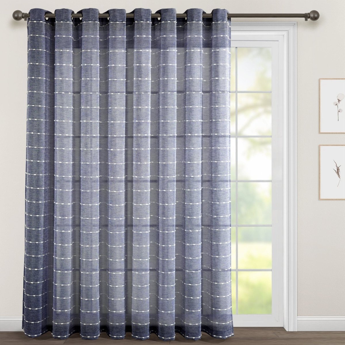 Farmhouse Textured Grommet Sheer Ultra Wide Window Curtain (Single Panel)