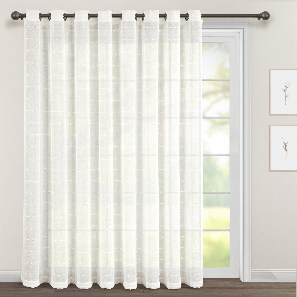 Farmhouse Textured Grommet Sheer Ultra Wide Window Curtain (Single Panel)