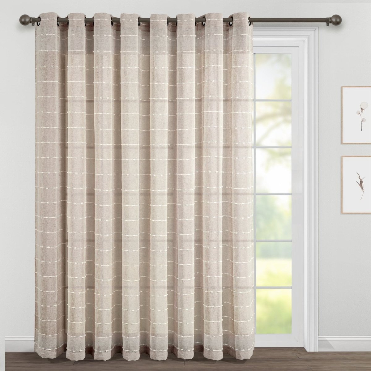 Farmhouse Textured Grommet Sheer Ultra Wide Window Curtain (Single Panel)