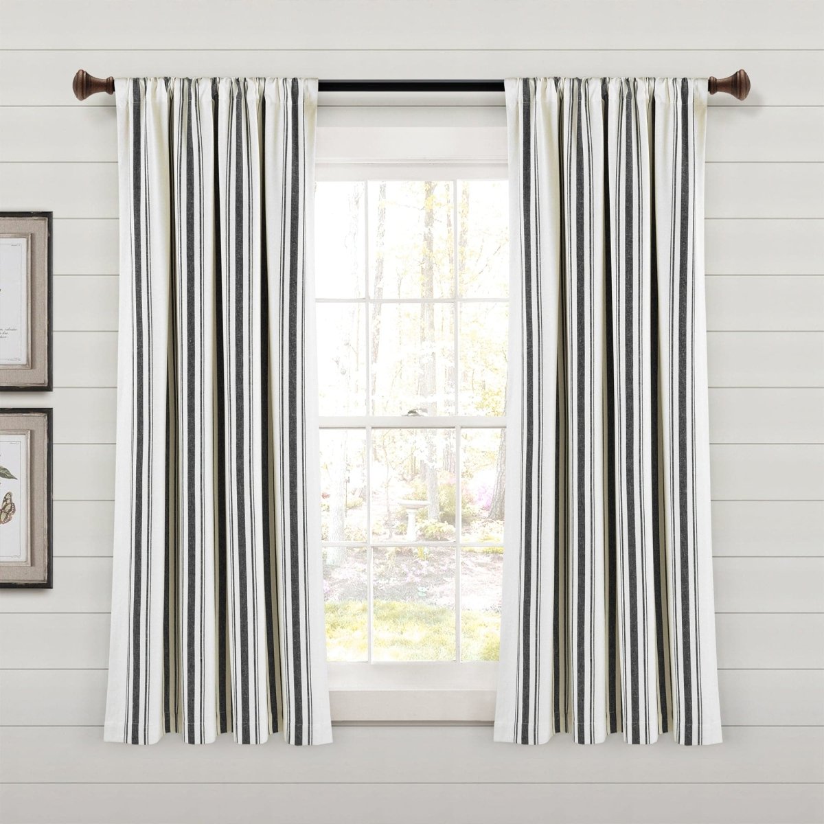 Farmhouse Stripe Yarn Dyed Recycled Cotton Blend Window Curtain Panel Set