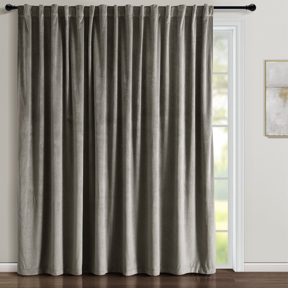 Prima Velvet Solid Ultra Wide Light Filtering Window Curtain (Single Panel)