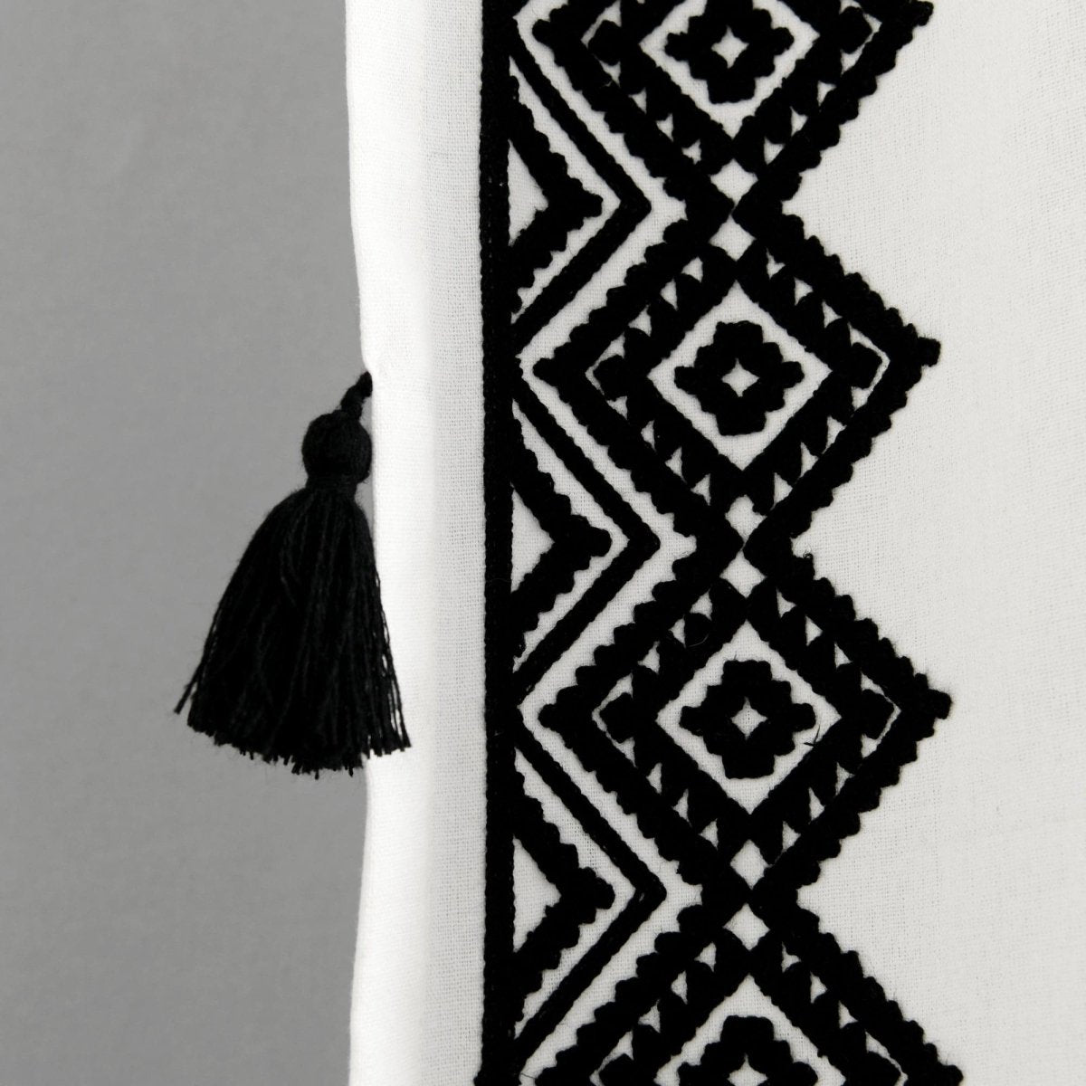 Aztec Diamond Border Tassel Window Curtain (Single Panel)