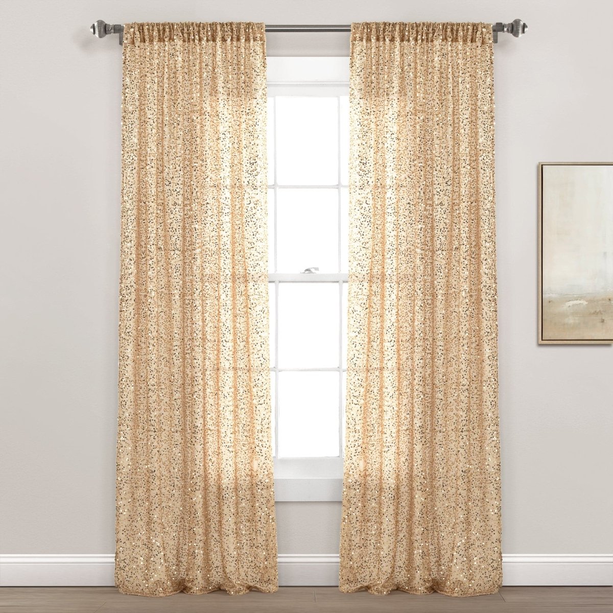 Ballgown Glam Sparkle Sequins Window Curtain (Single Panel)