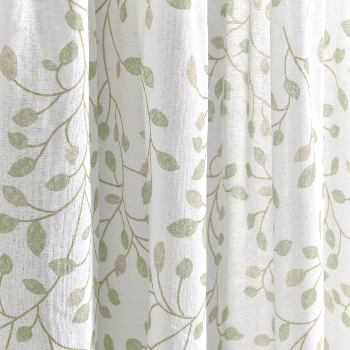 Linen Button Botanical Garden Window Curtain showcasing airy floral prints on a natural fiber blend fabric.