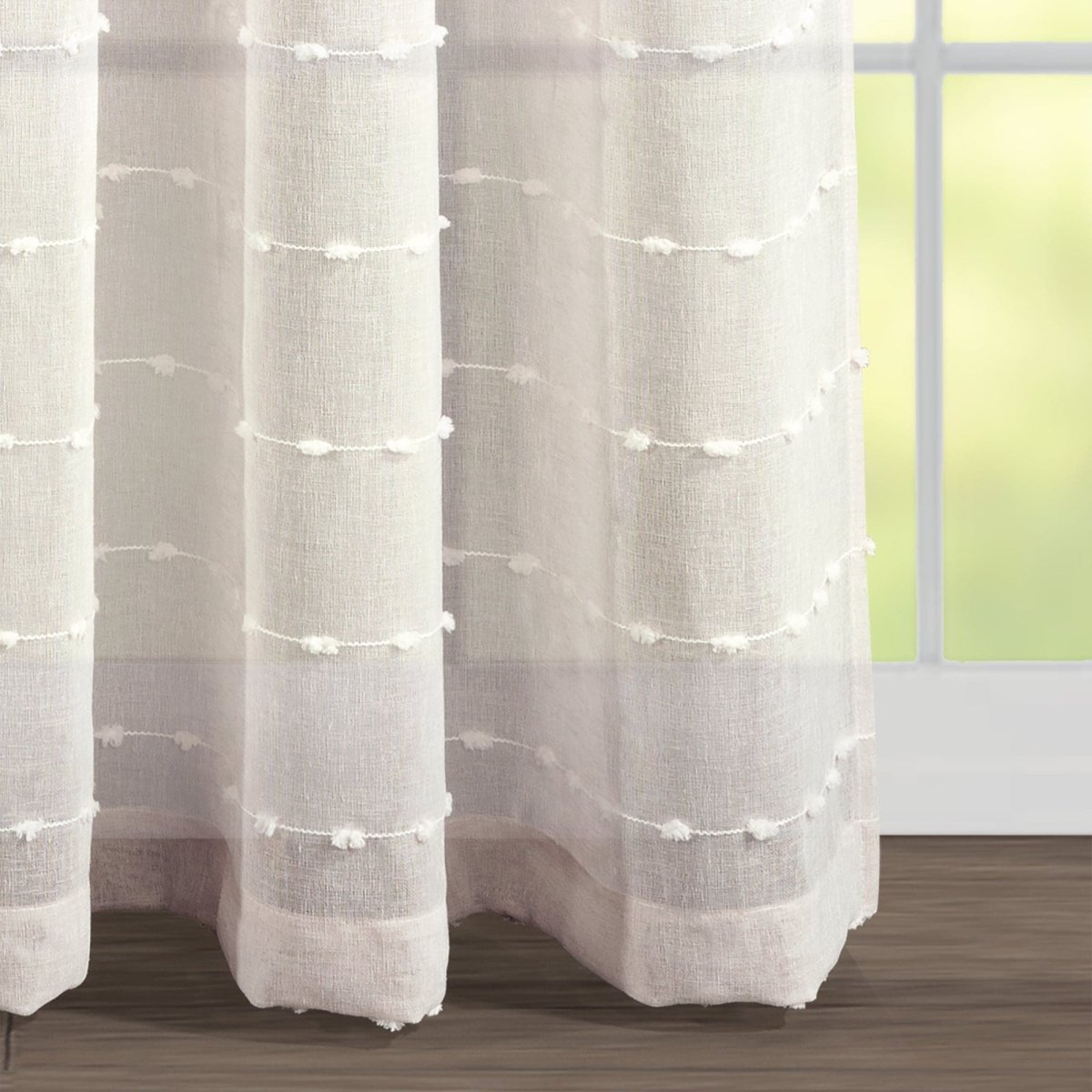 Farmhouse Textured Grommet Sheer Ultra Wide Window Curtain (Single Panel)