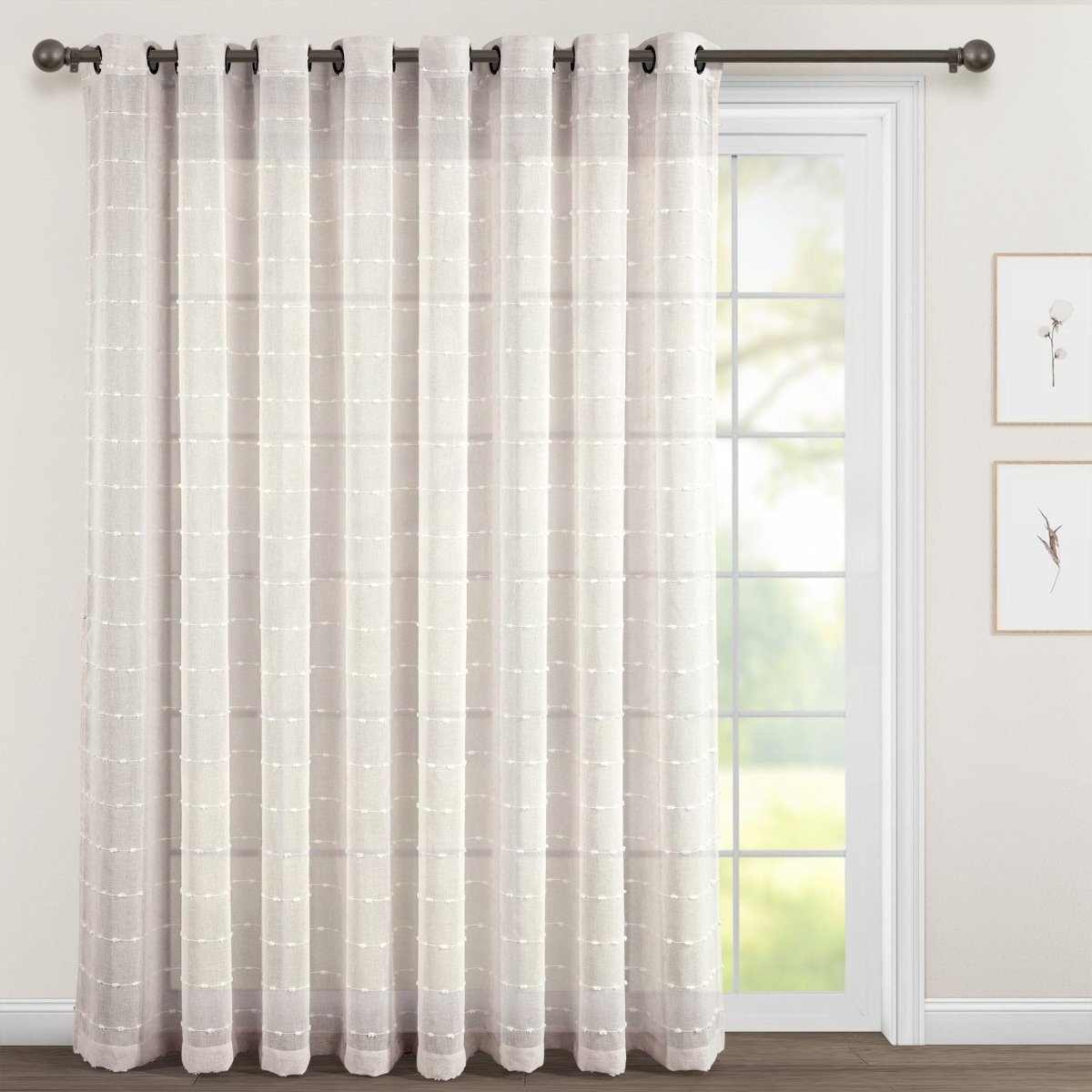 Farmhouse Textured Grommet Sheer Ultra Wide Window Curtain (Single Panel)