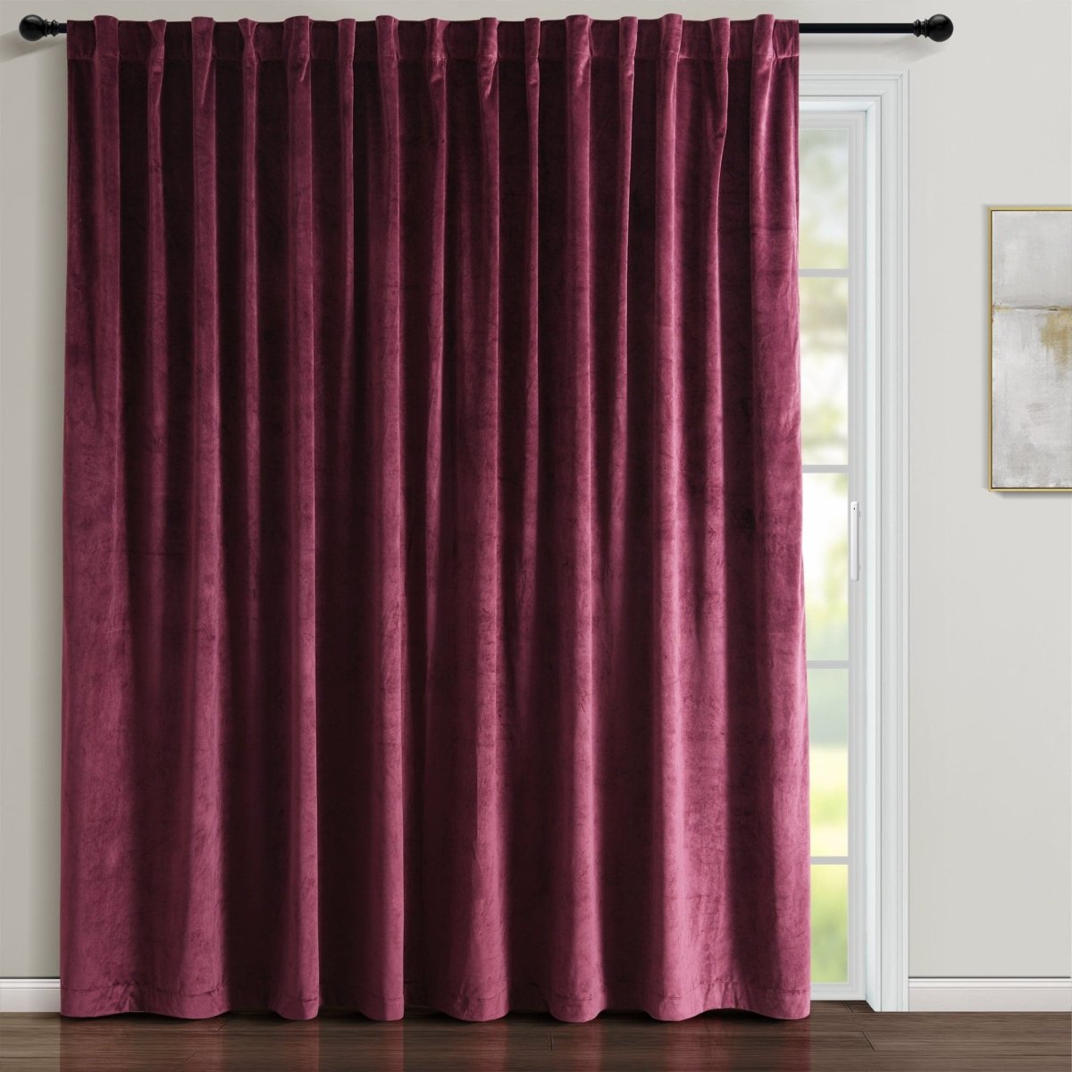 Prima Velvet Solid Ultra Wide Light Filtering Window Curtain (Single Panel)