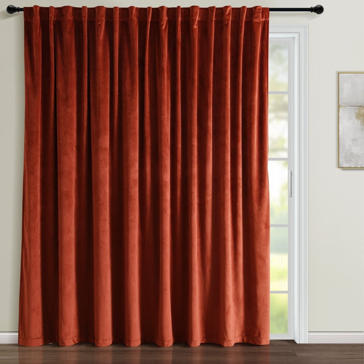 Prima Velvet Solid Ultra Wide Light Filtering Window Curtain (Single Panel)