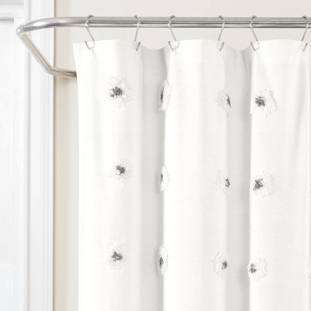 Boho Circle Tufted Yarn Dyed Recycled Cotton Blend Shower Curtain