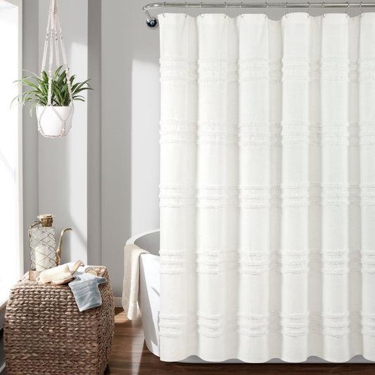 Boho Kendra Tufted Yarn Dyed Recycled Cotton Blend Shower Curtain