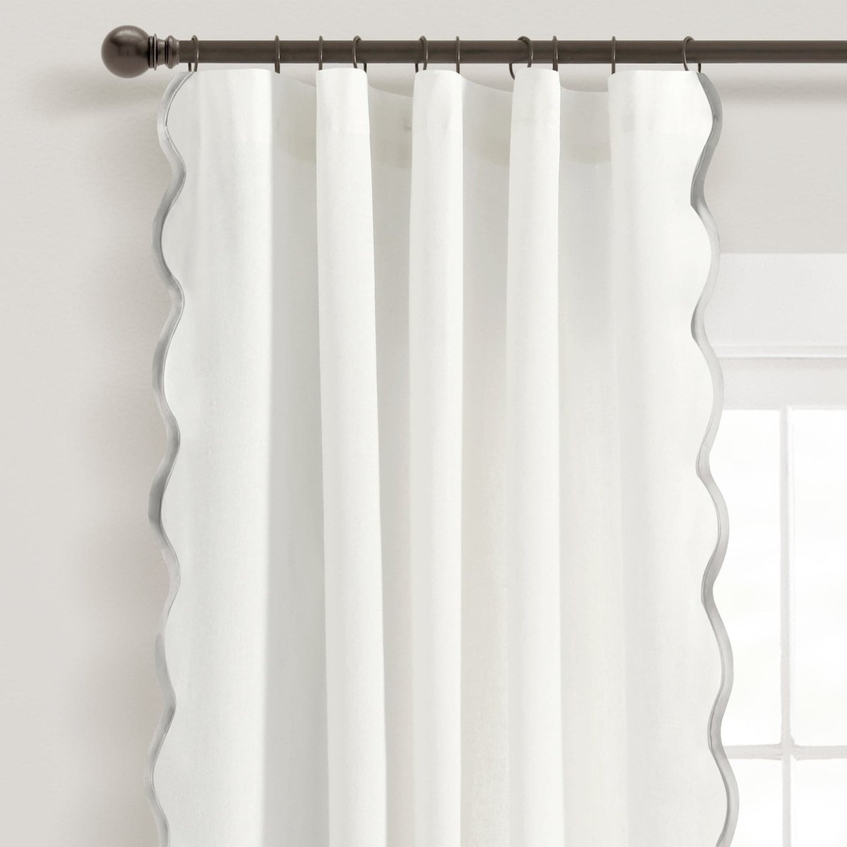 Coastal Chic Scalloped Edge Window Curtain Panel Set showcasing scallop edges and airy design, perfect for elegant coastal decor.