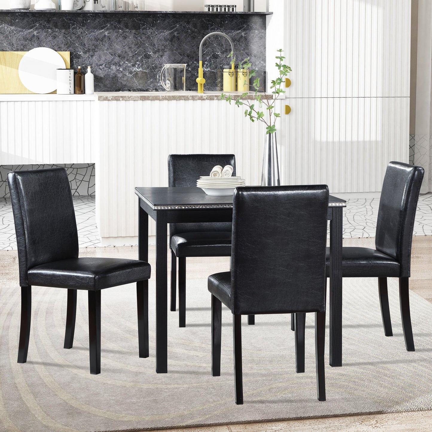 5 Piece Wooden Dining Table Set