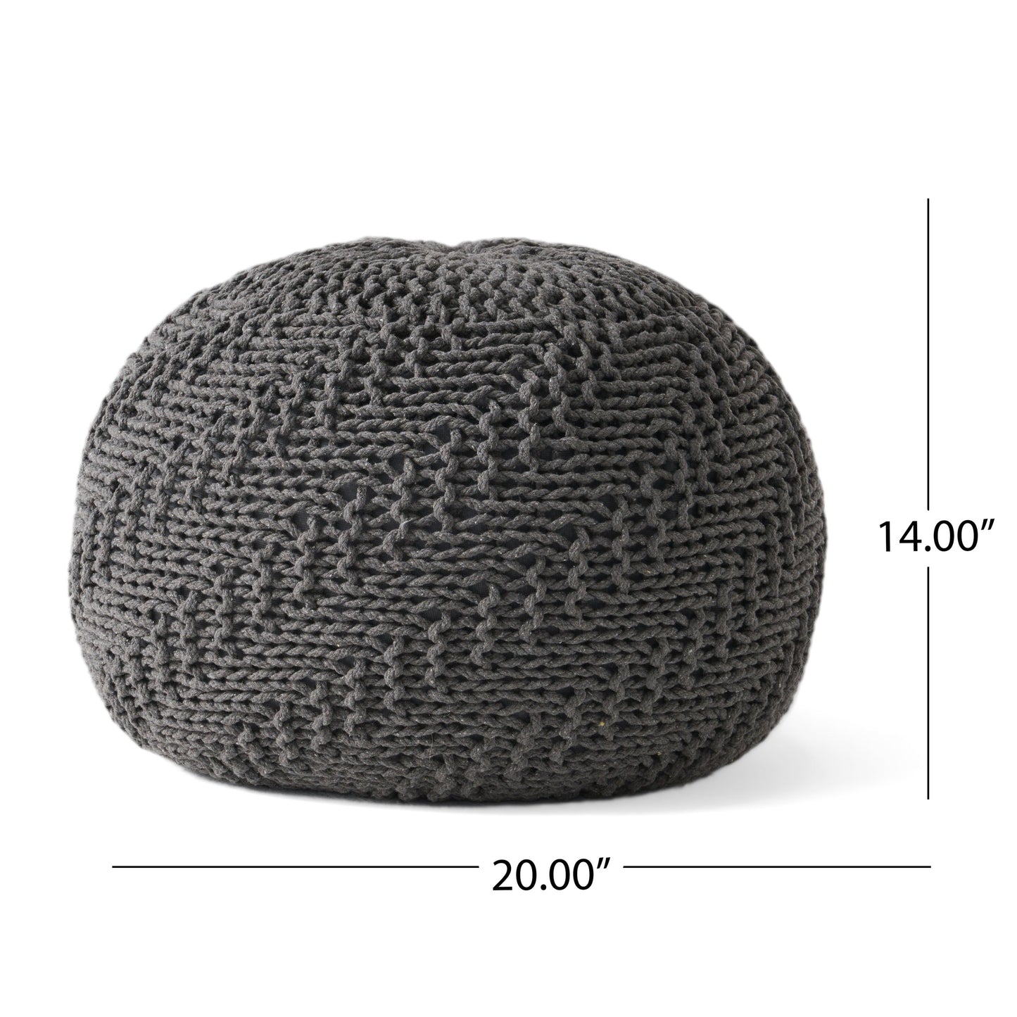 Hazel Knitted PET Yarn 20 x 20 Round Pouf