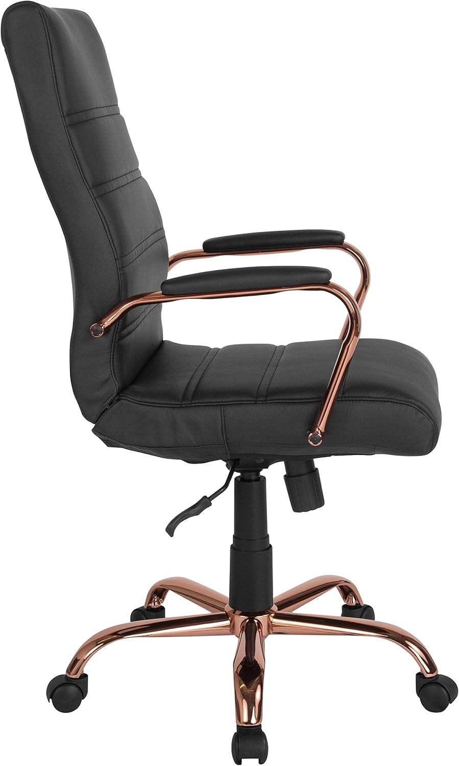Whitney High Back Swivel Desk Chair Black Rose Gold