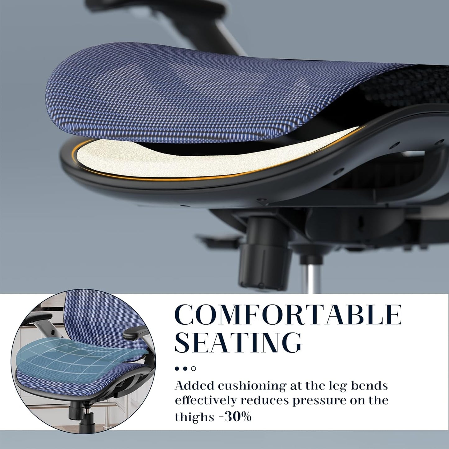 Blue Ergonomic Mesh Office Chair With Lumbar Support