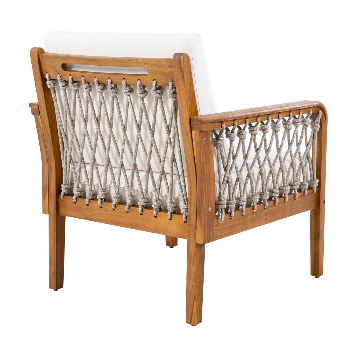 Outdoor Acacia Wood Club Chair with Handwoven Rope (Set of 2)