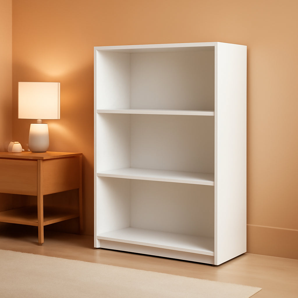 Soft White 3 Tier Bookcase With Open Shelves Living Room