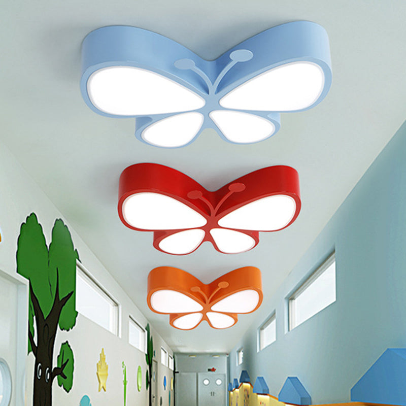 ily's Luminous Acrylic LED Flush Mount Ceiling Light - Butterfly Design for Kindergarten and Child's Bedroom