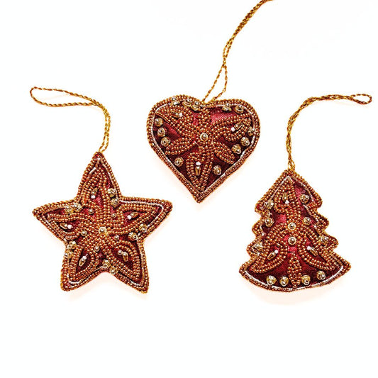 Beaded Holiday Ornaments - Set of 3