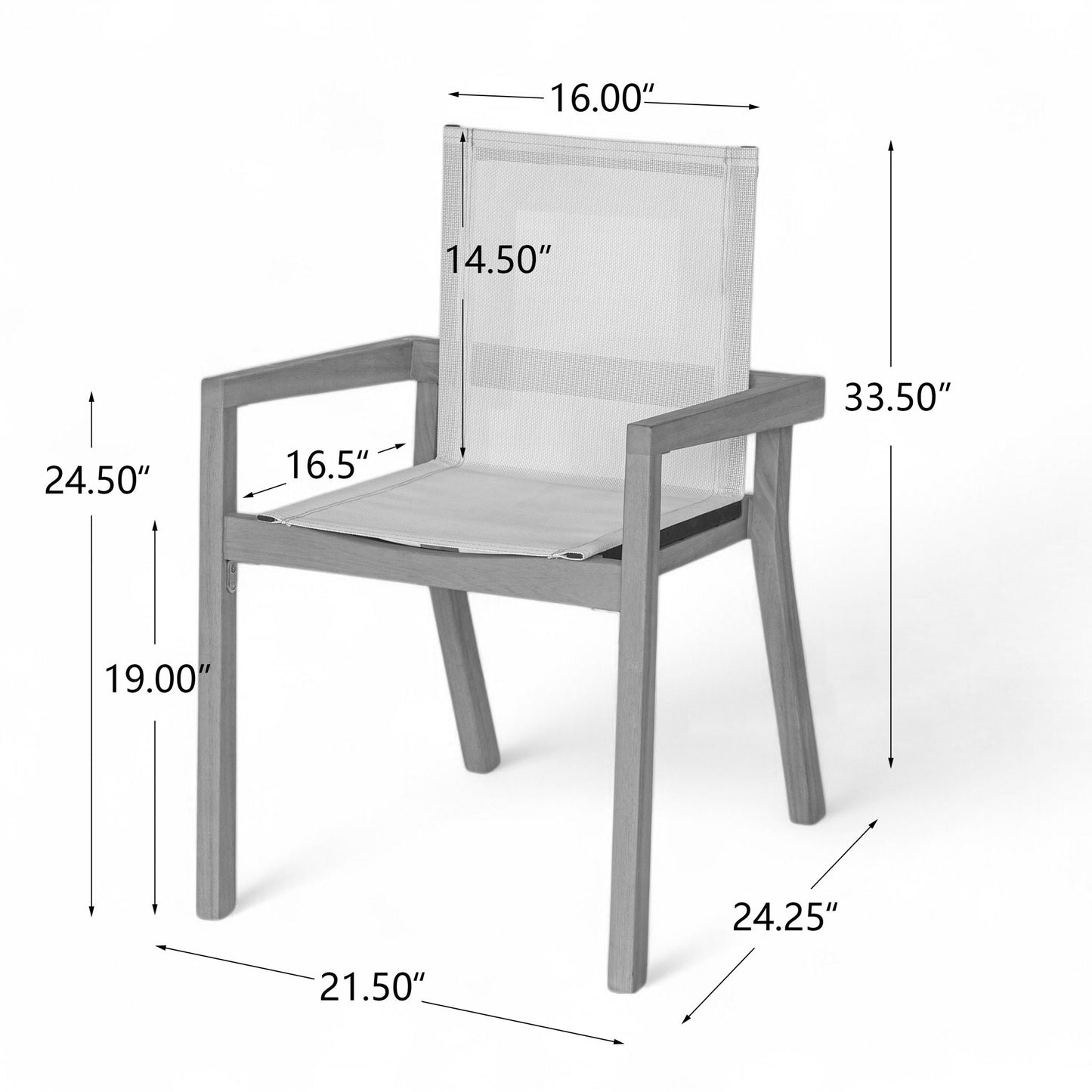 Belfast Dining Chair With Acacia Wood Frame And Mesh Seating (Set of 2)