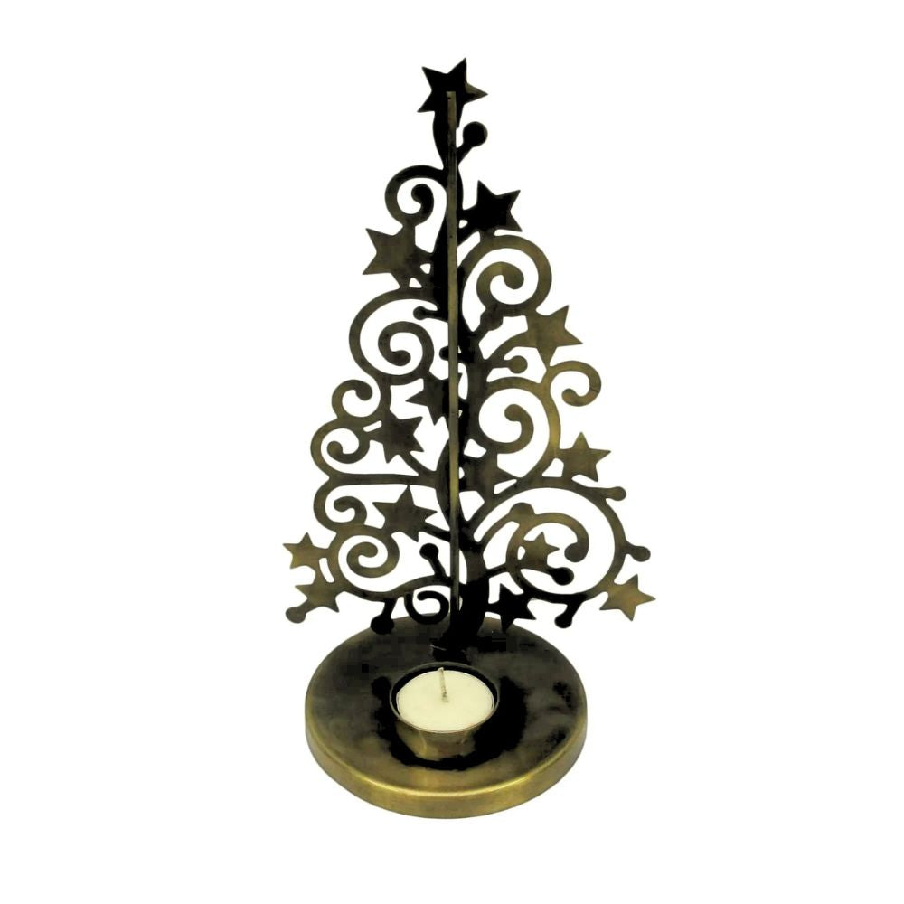 Festive Iron Christmas Tree Votive Candle Holder