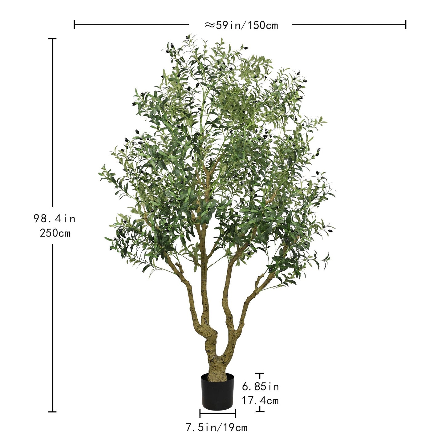 8FT Tall Artificial Olive Tree - Large Faux Potted Tree