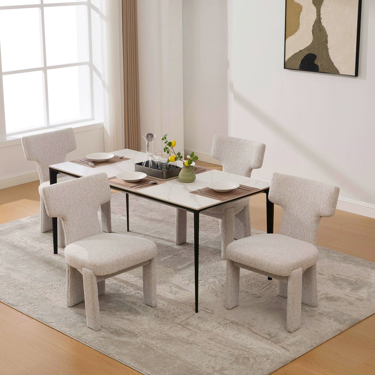 Upholstered Chenille Dining Chair Set of 4