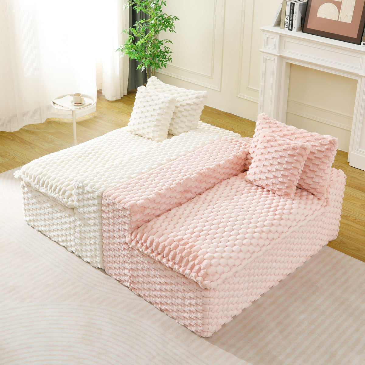 Luxury Color-Block Turtle Velvet Multifunctional Sofa