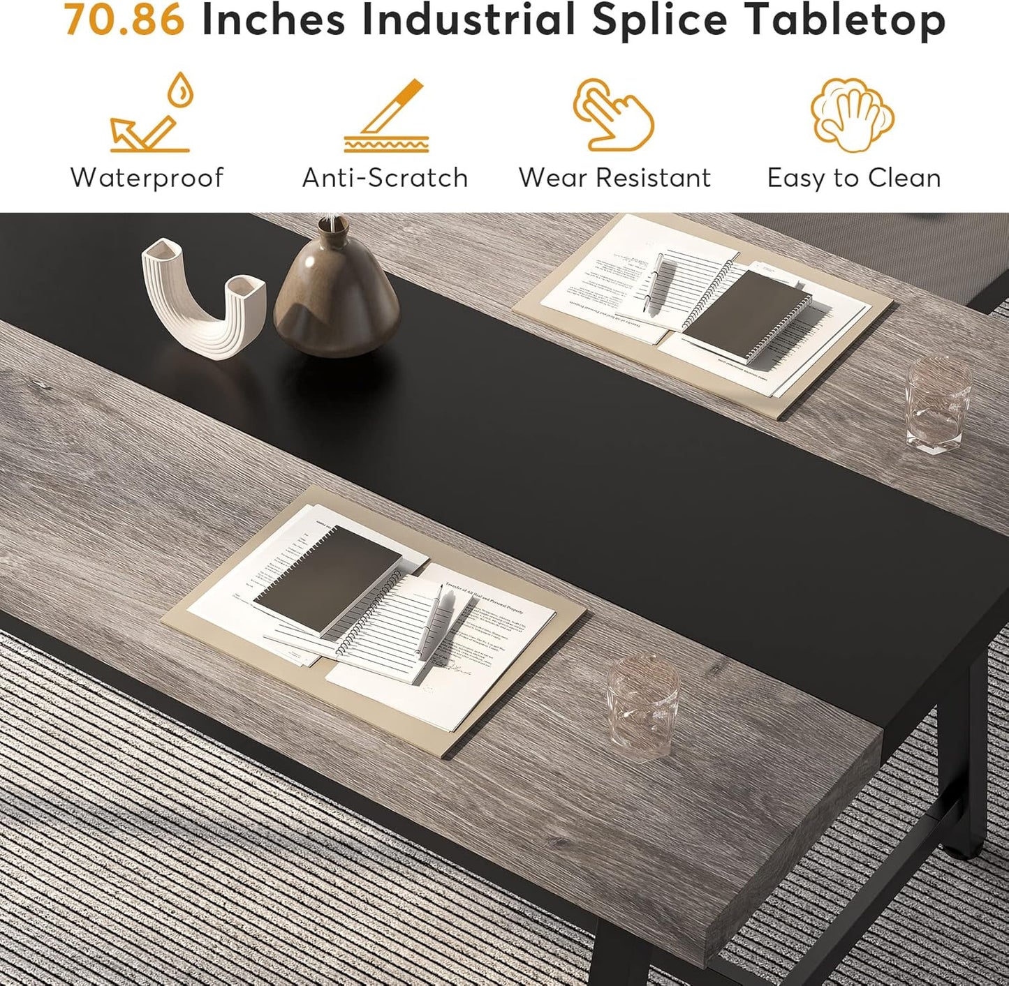 Modern Rectangular Conference Table for 6-8 People