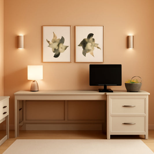 60W L Shaped Desk With Mobile File Cabinet For Home Office