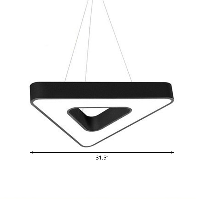 Triangular LED Gym Chandelier - Contemporary Acrylic Suspension Light in Black, Multi-Size, Energy-Efficient (23.5" - 47.5")