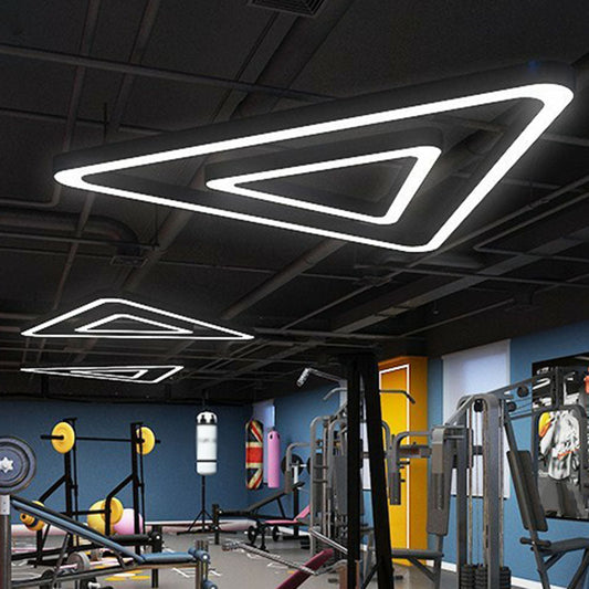 Triangular LED Gym Chandelier - Contemporary Acrylic Suspension Light in Black, Multi-Size, Energy-Efficient (23.5" - 47.5")