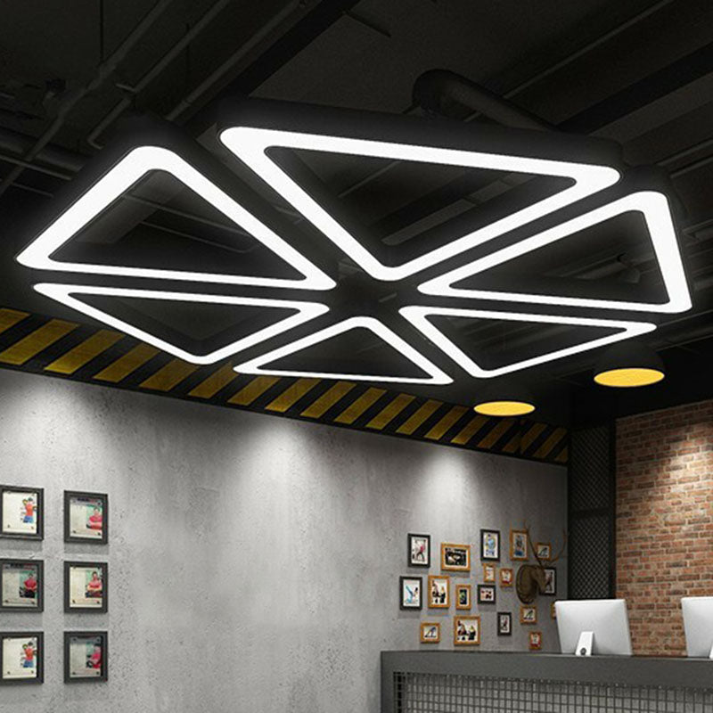 Triangular LED Gym Chandelier - Contemporary Acrylic Suspension Light in Black, Multi-Size, Energy-Efficient (23.5" - 47.5")