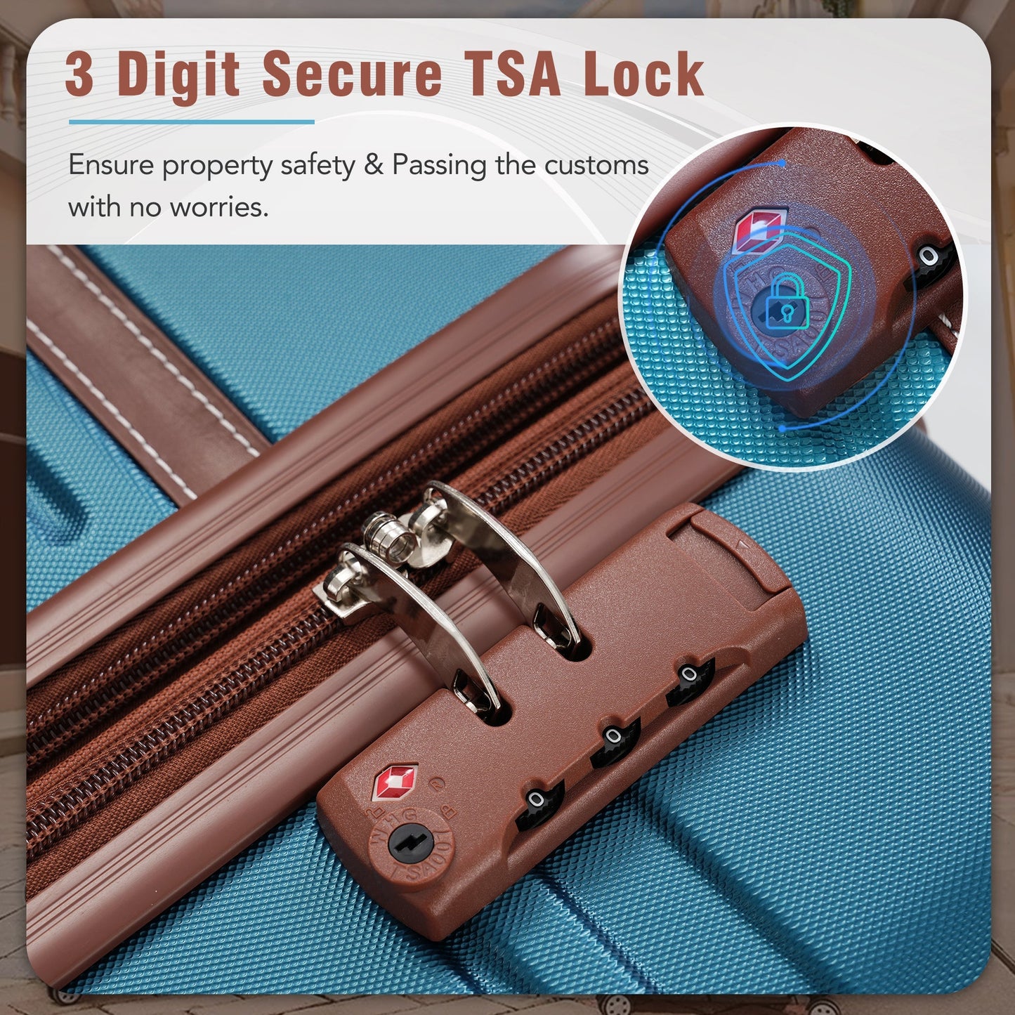 Hardshell 3-Piece Luggage Set with TSA Lock and Spinner Wheels